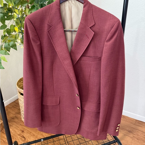 Stafford Men's Burgundy Wool Blend Blazer Size 42L - Picture 1 of 11